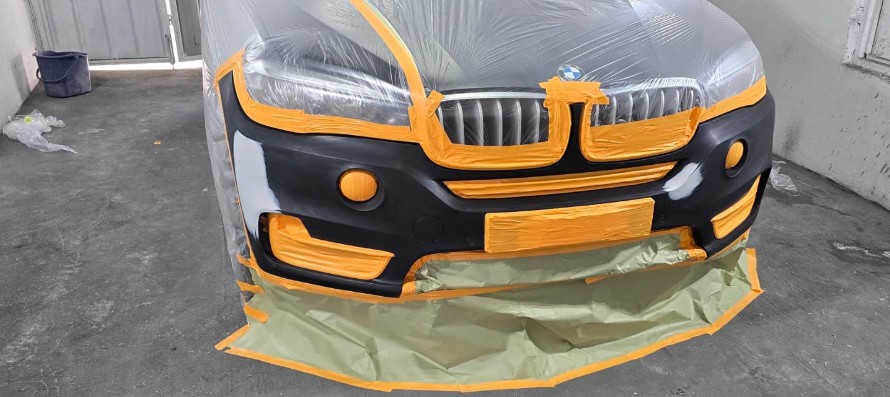 BMW front bumper cover — during repair